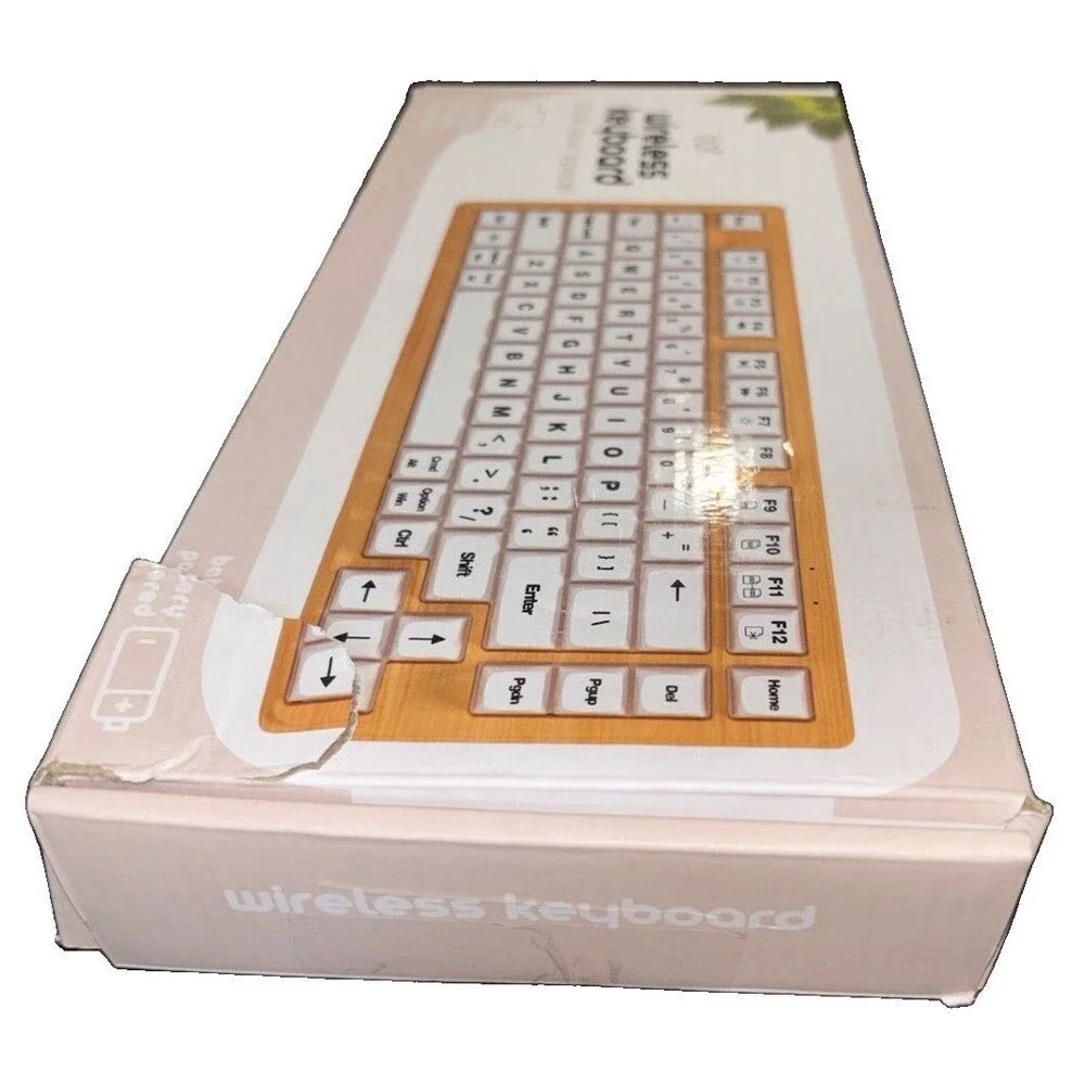 iJoy Wireless Keyboard Wood Style 82-Key USB 2.0 Multi-Device Open Box